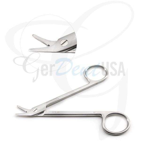 Wire Cutting Scissors 4 3/4" Angled One Serrated Blade