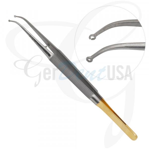 Suture Forceps Curved - Fine Touch Tissue Forceps 18cm with Platform - Diamond Dusted