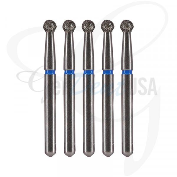 Dental Bur Diamond Round 8 - Med Grit - 19mm FG (Standard Length) - Pack of 5