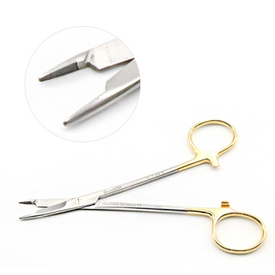Olsen-Hegar Combined Needle Holders And Scissors 6 1/2 inch Serrated Tungsten Carbide Smaller Tips, European Style