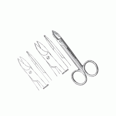 Crown Scissors Curved 10.5cm, Serrated